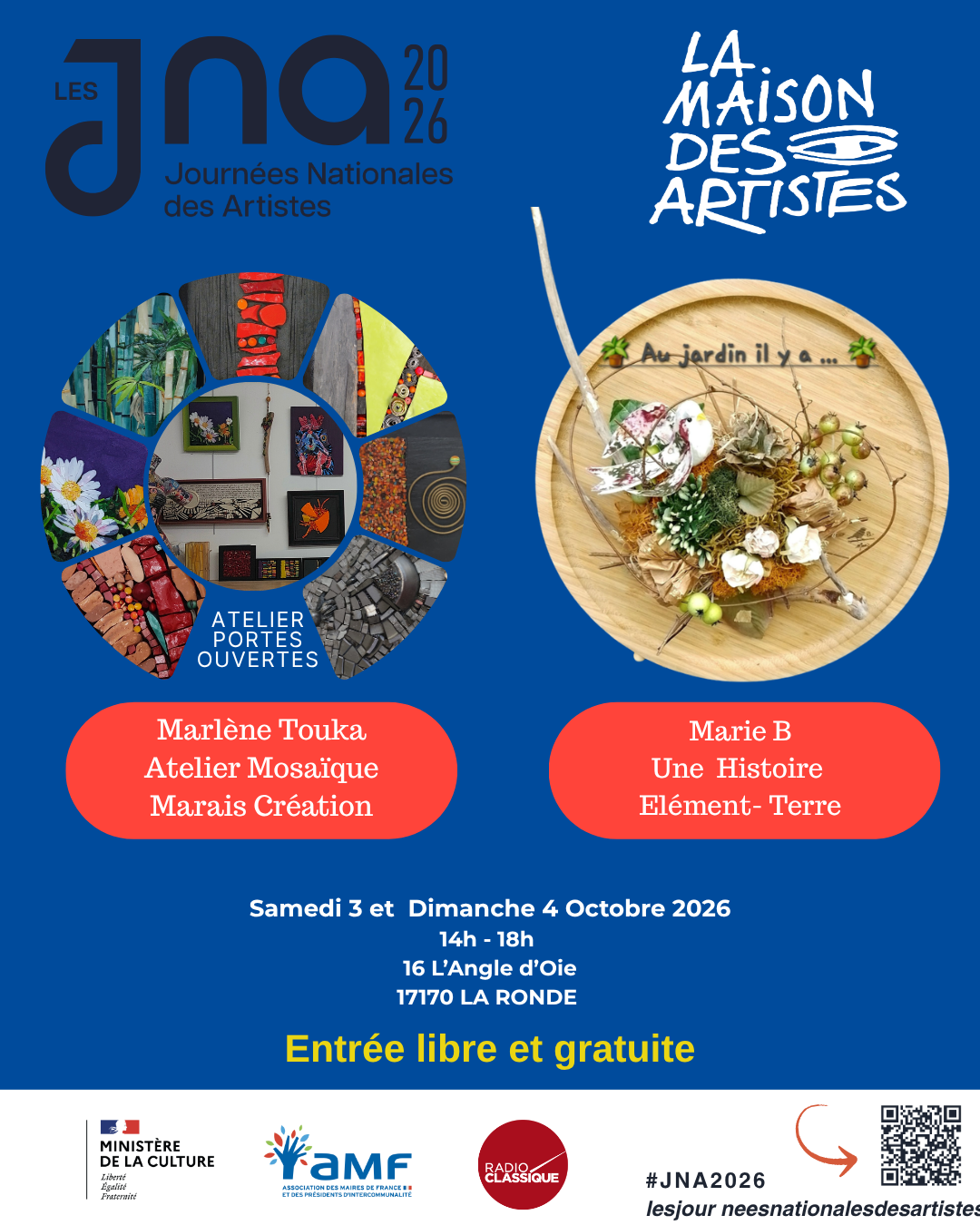 Portes ouvertes atelier Marlène Touka & Marie B03/10/2026 au 04/10/2026